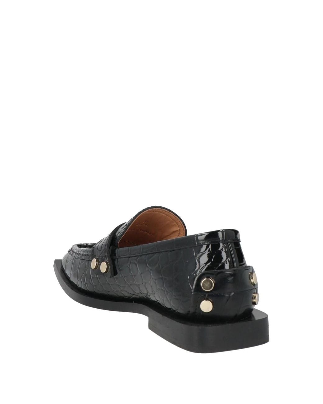 Ganni Black Crocodile-Print Loafers