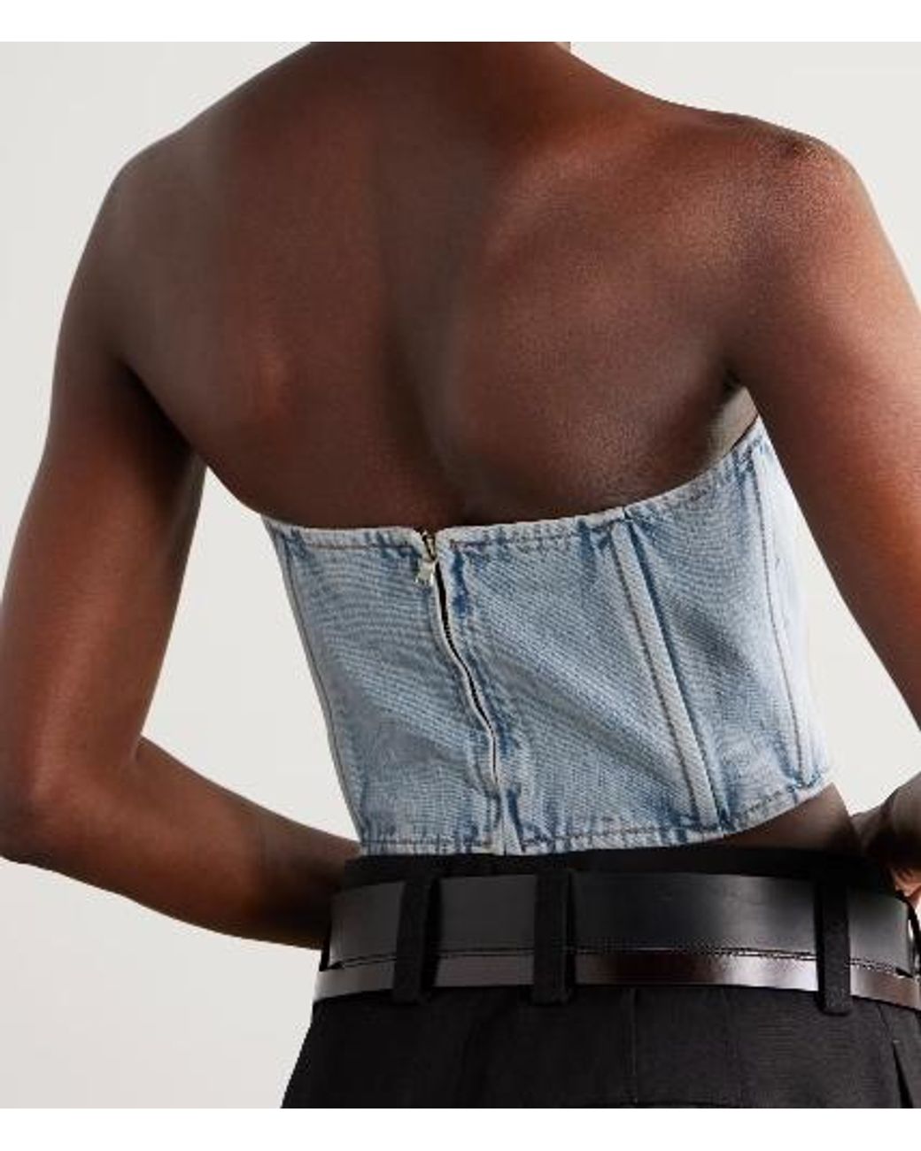 Wardrobe NYC Blue Strapless Denim Top