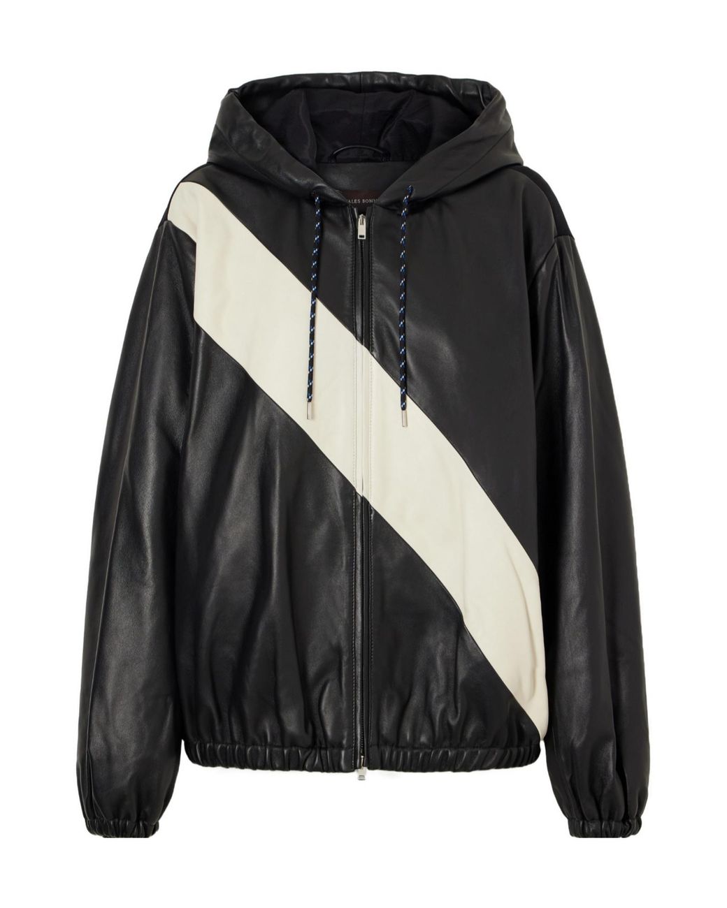 Wales Bonner Black Striped Leather Jacket