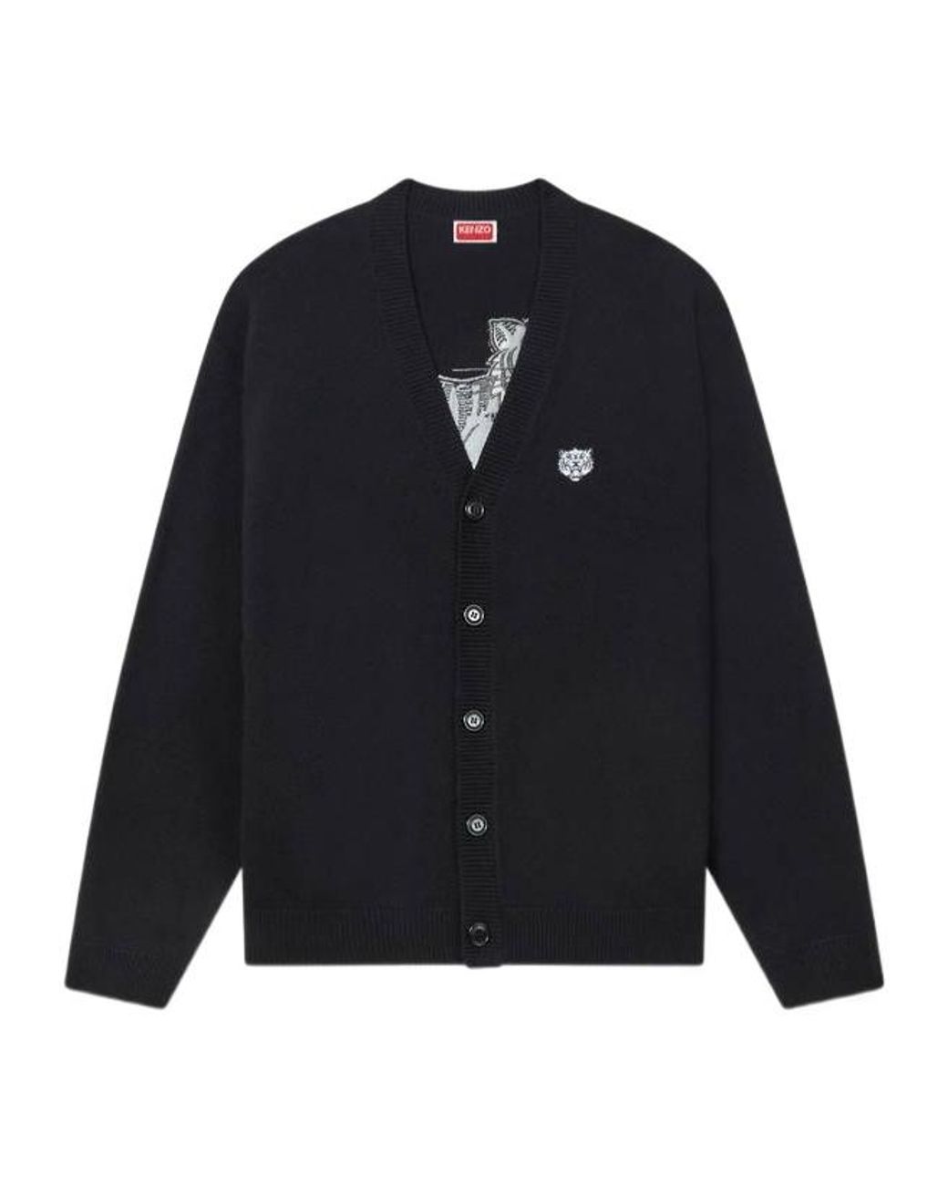 KENZO Blue Happy Tiger Embroidered Cardigan for men