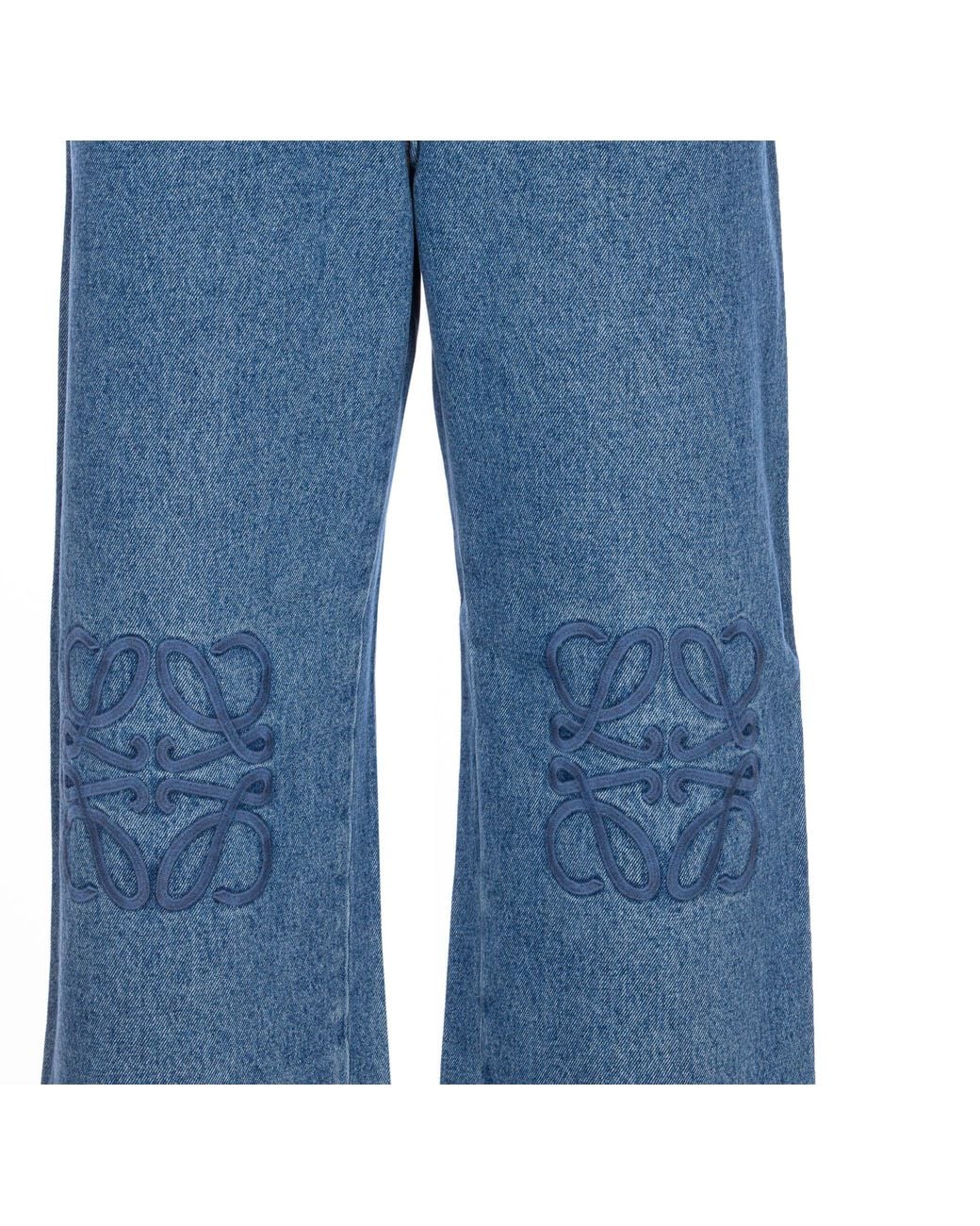Loewe Blue Anagram-Embroidered Baggy Jeans for men
