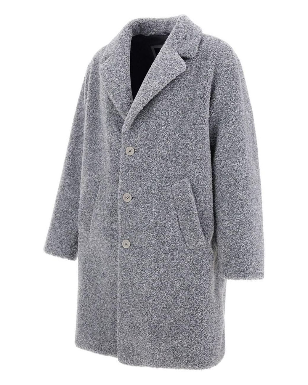 Herno Gray Long-Sleeved Button-Up Coat for men