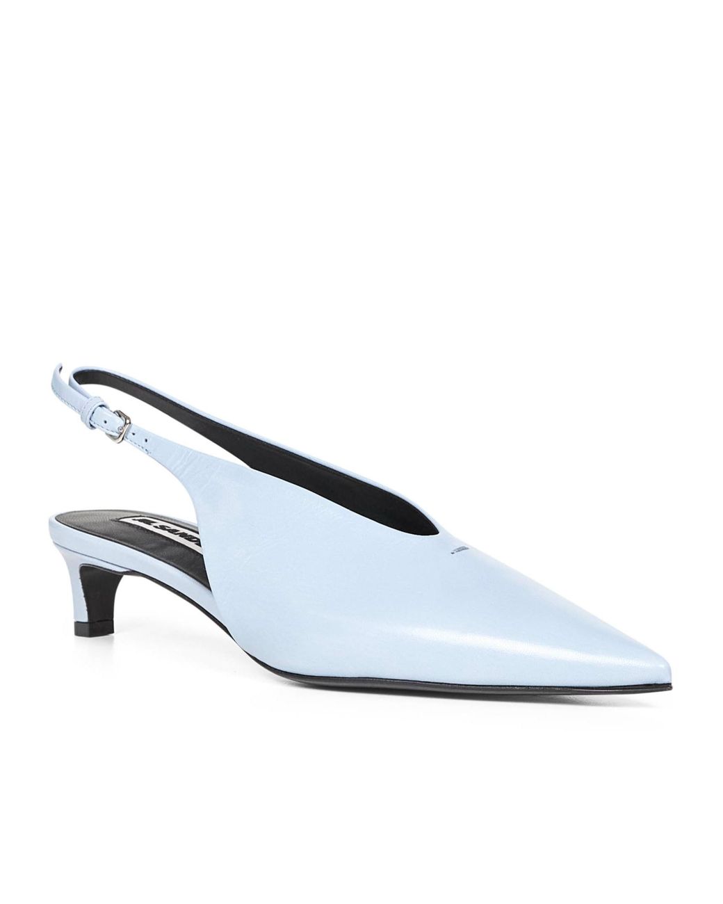 Jil Sander White Pointed Toe Slingback Pumps