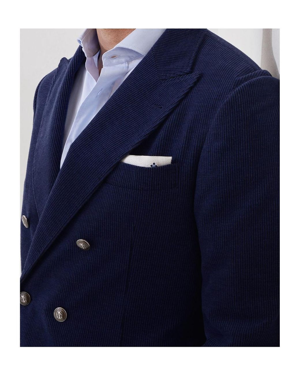 Brunello Cucinelli Blue Collared Button-Up Jacket for men