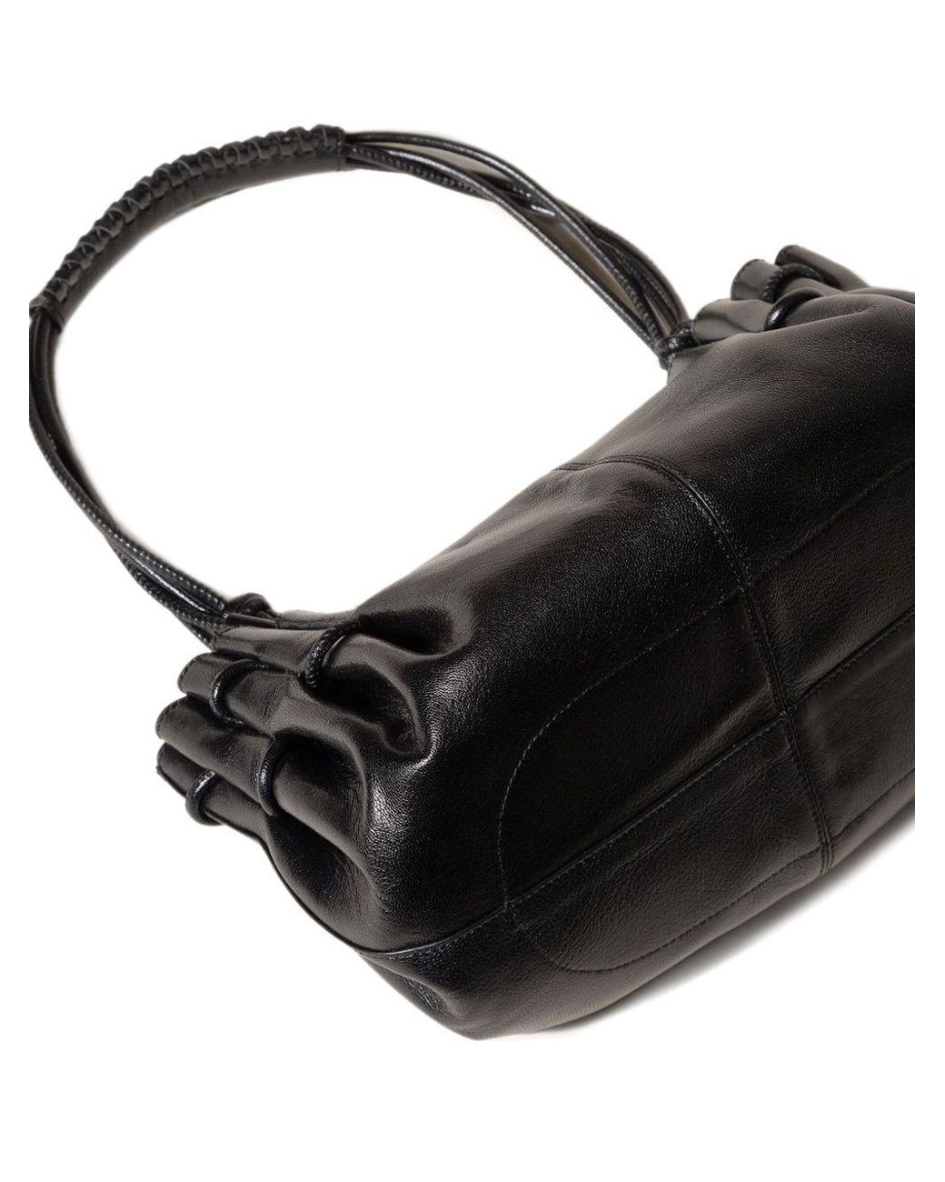 Hereu Black Arta Ruched Shoulder Bag