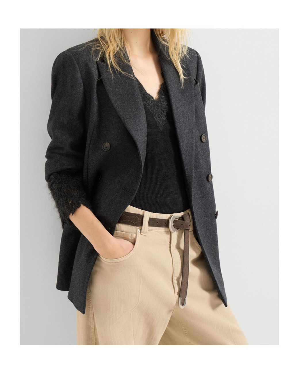 Brunello Cucinelli Black Double-Breasted Blazer