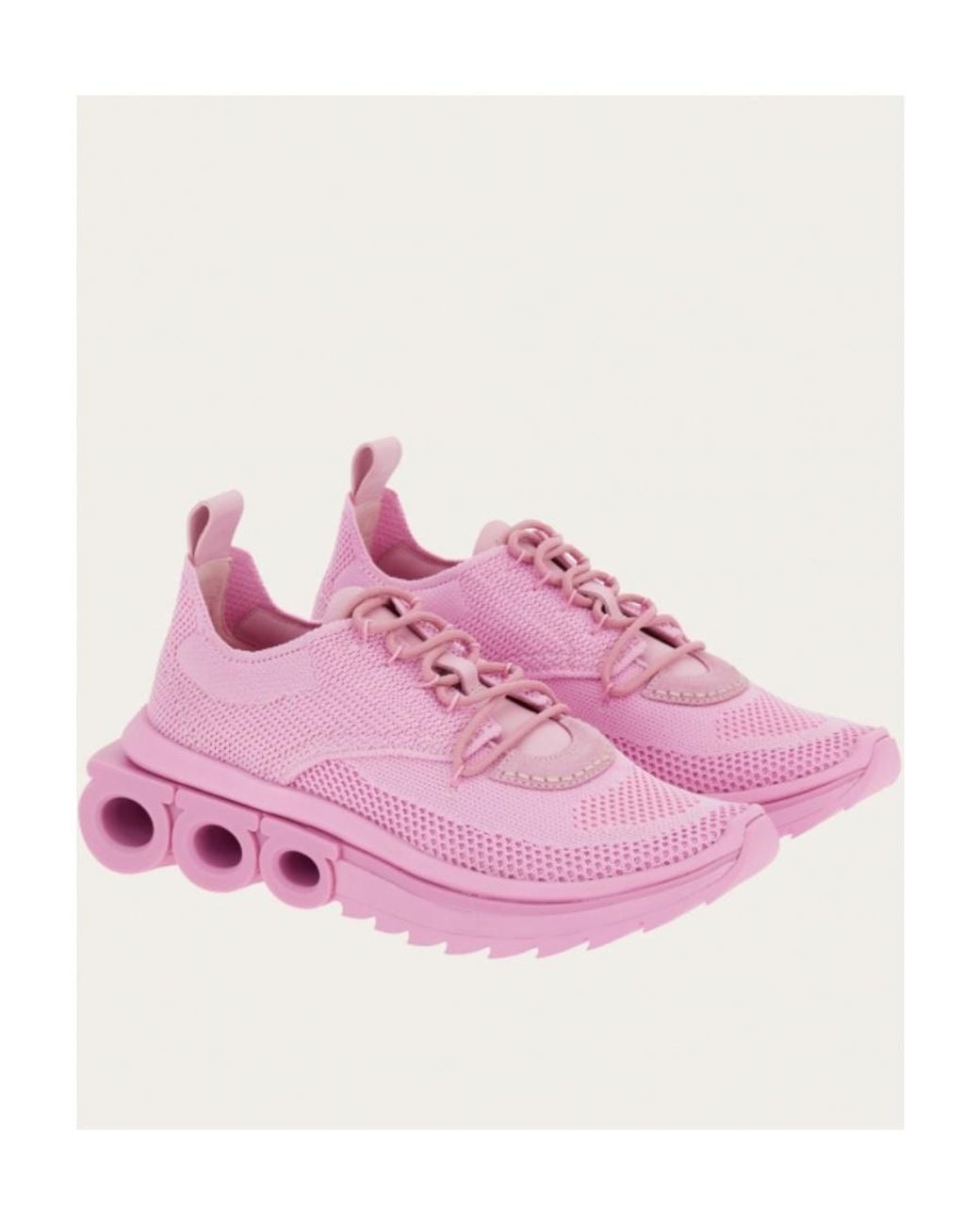 Ferragamo Pink Ferragamo Gancini Lace-Up Sneakers