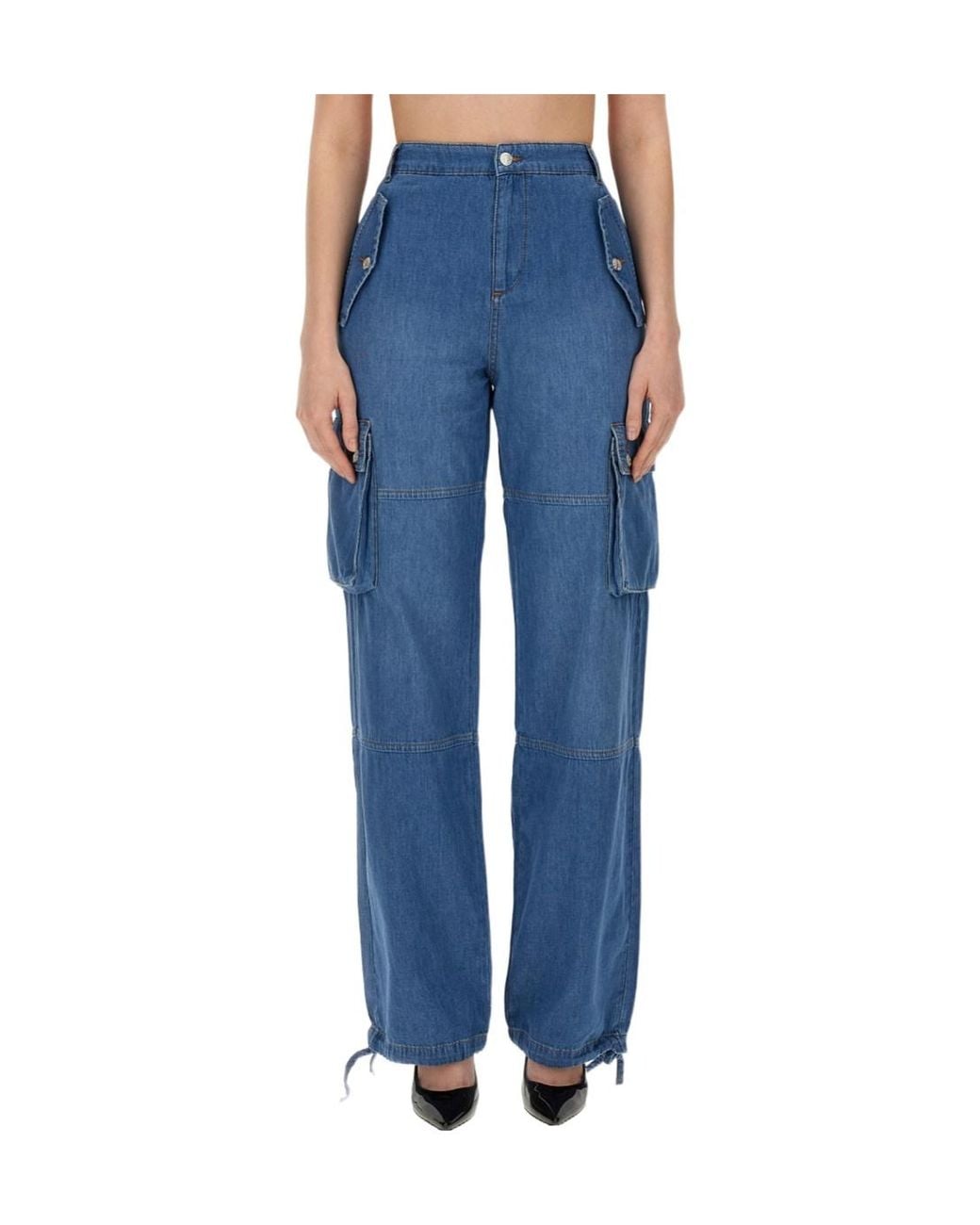 Moschino Blue Belt-Strap Jeans