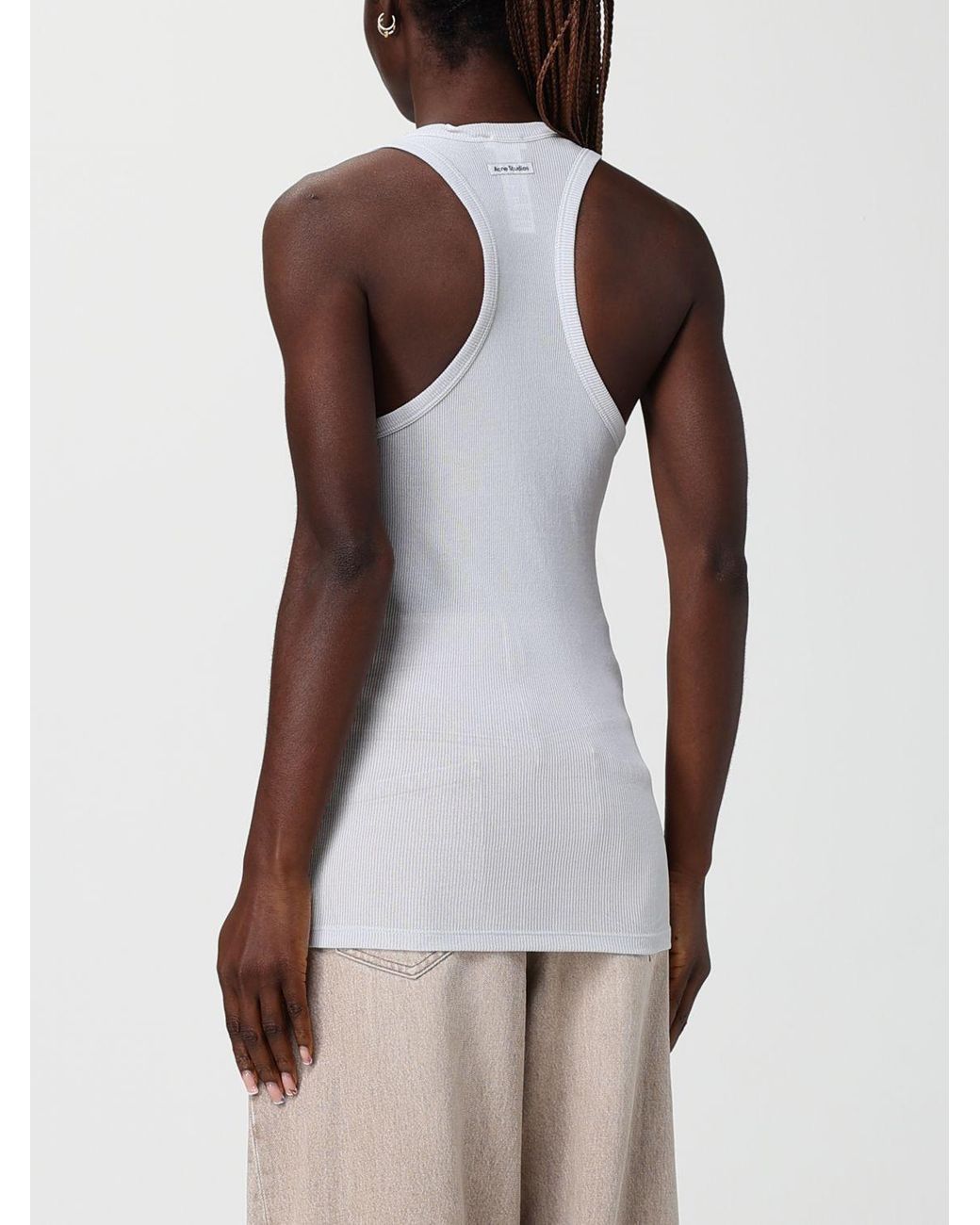 Acne White Ribbed Vest Top