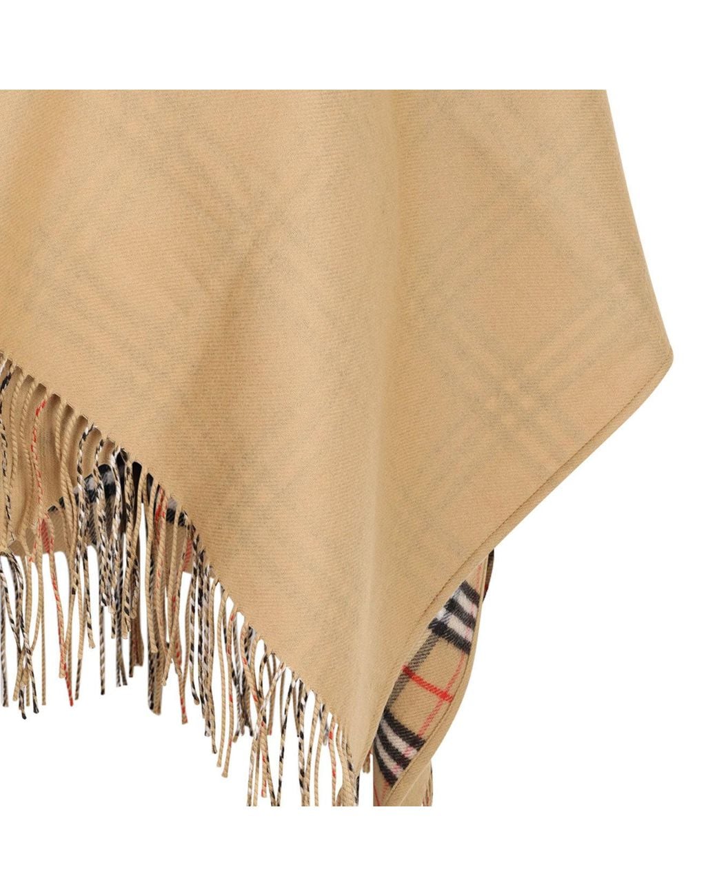Burberry Brown Checked Fringed-Edge Reversible Cape