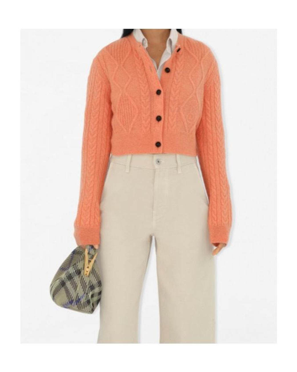 Burberry Orange Cropped Cardigan