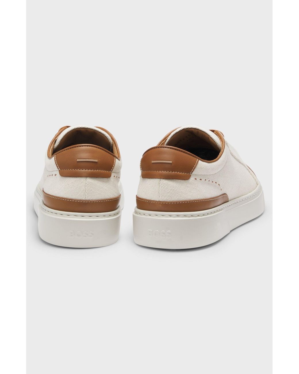 Boss Brown Gary Trainers With Canvas Uppers And Leather Trims for men