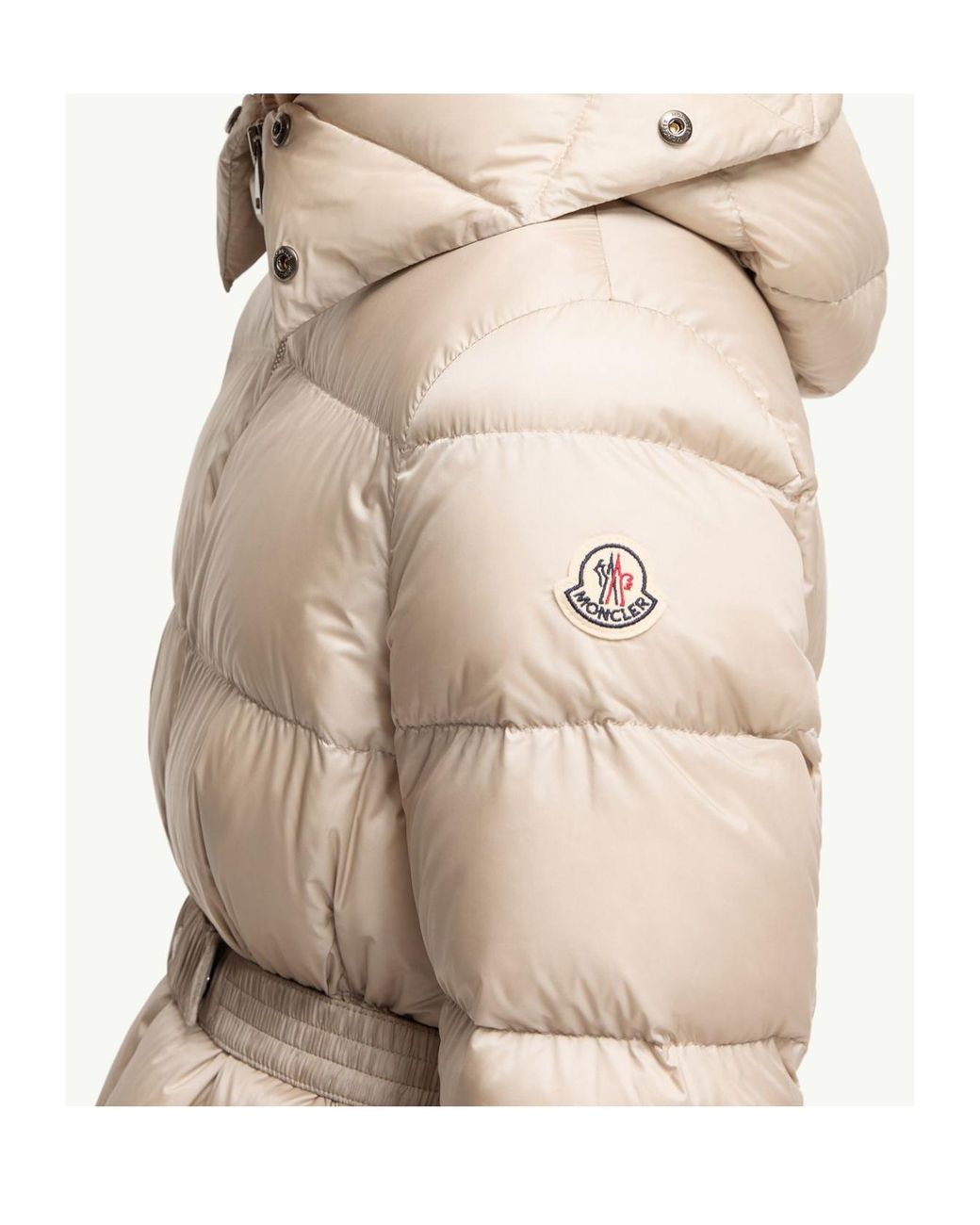 Moncler Natural Boed Hooded Shearling-Trimmed Short Down Jacket