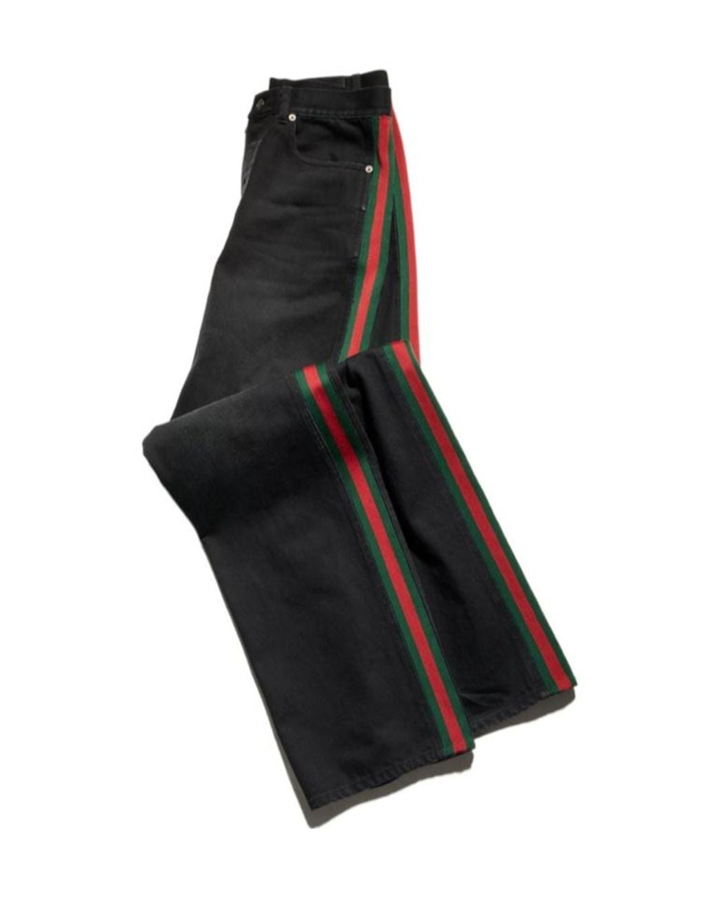 Gucci Black Web Stripe Baggy Jeans for men