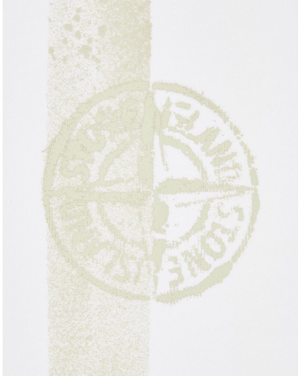 Stone Island White Logo Printed Crewneck Sweatshirt for men