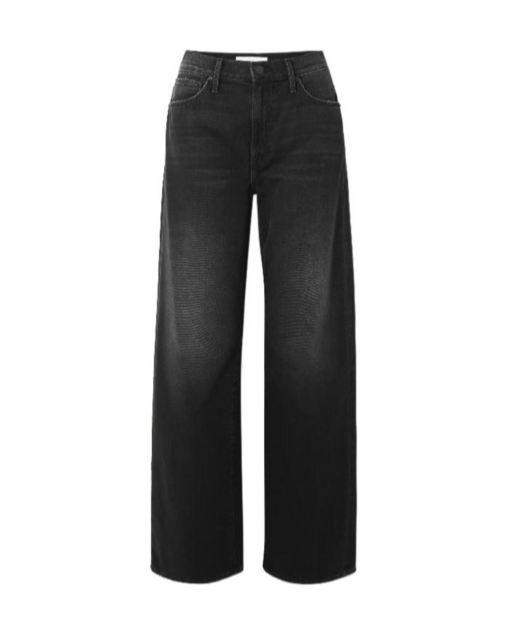 Mother Black Mid-Rise Straight-Leg Jeans