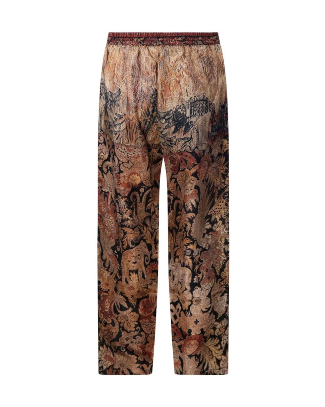 Pierre Louis Mascia Brown Aloes Printed Wide-Leg Pants