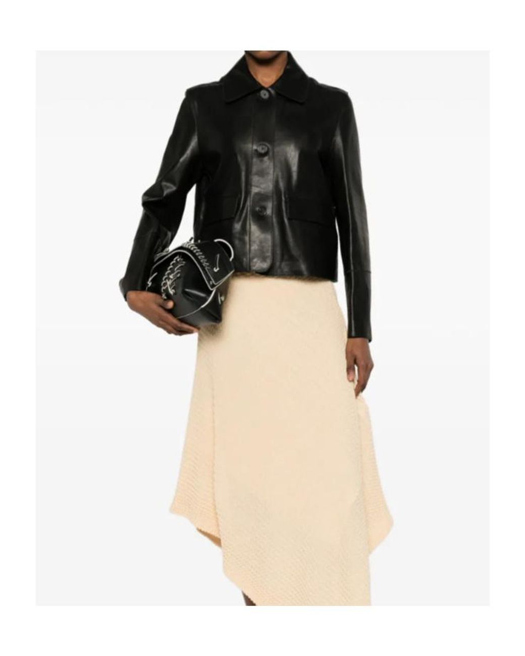 Arma Black Button-Pocket Leather Jacket