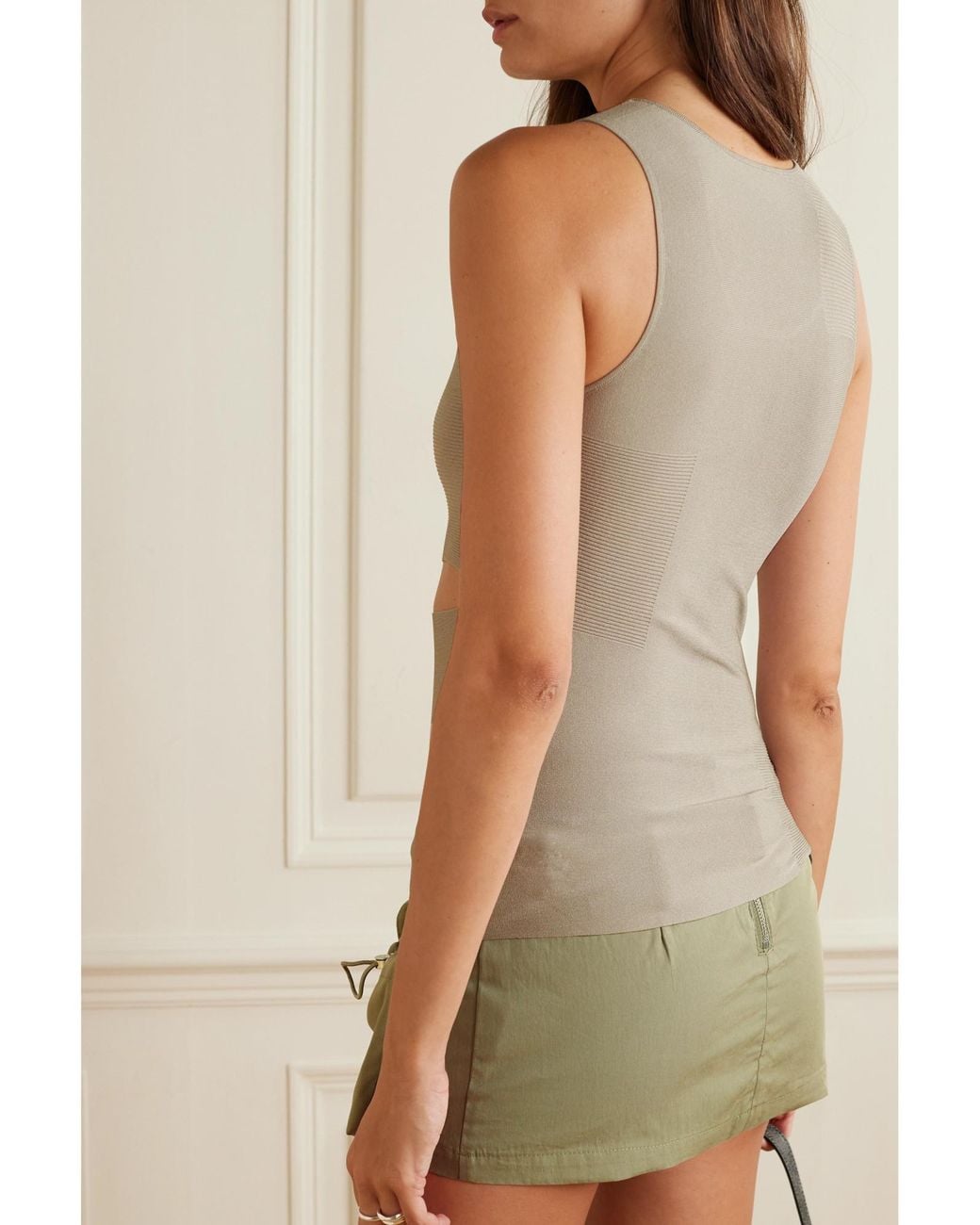 Dion Lee Gray Cutout Ribbed Jersey Tank