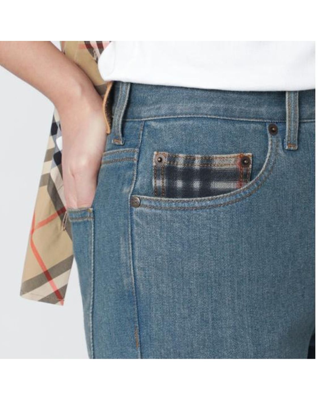 Burberry Blue Logo Patch Bootcut Jeans