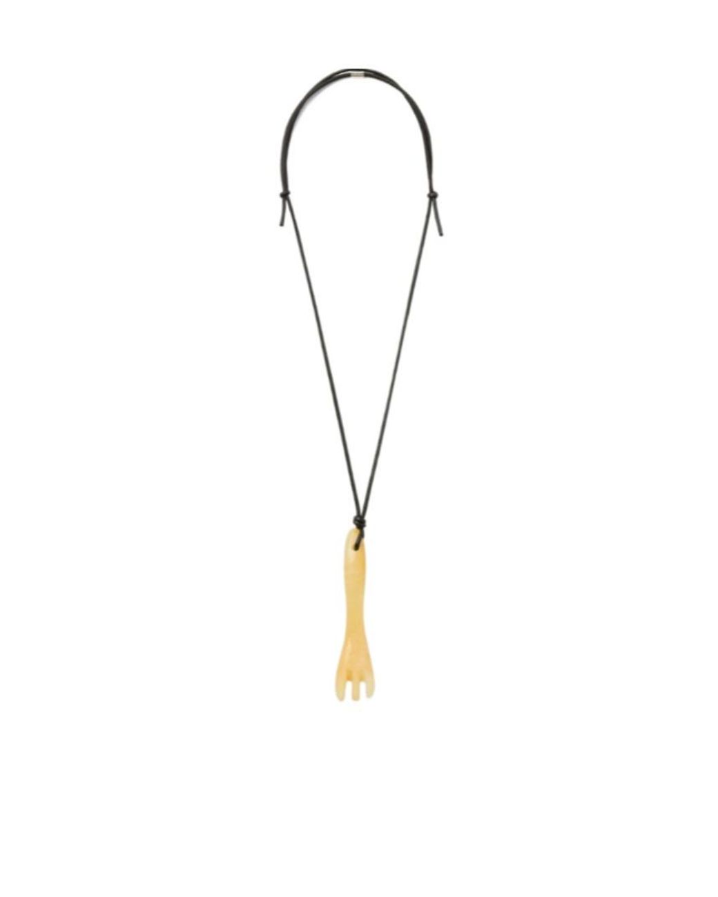 Lemaire Metallic Gua Sha Fork Necklace for men