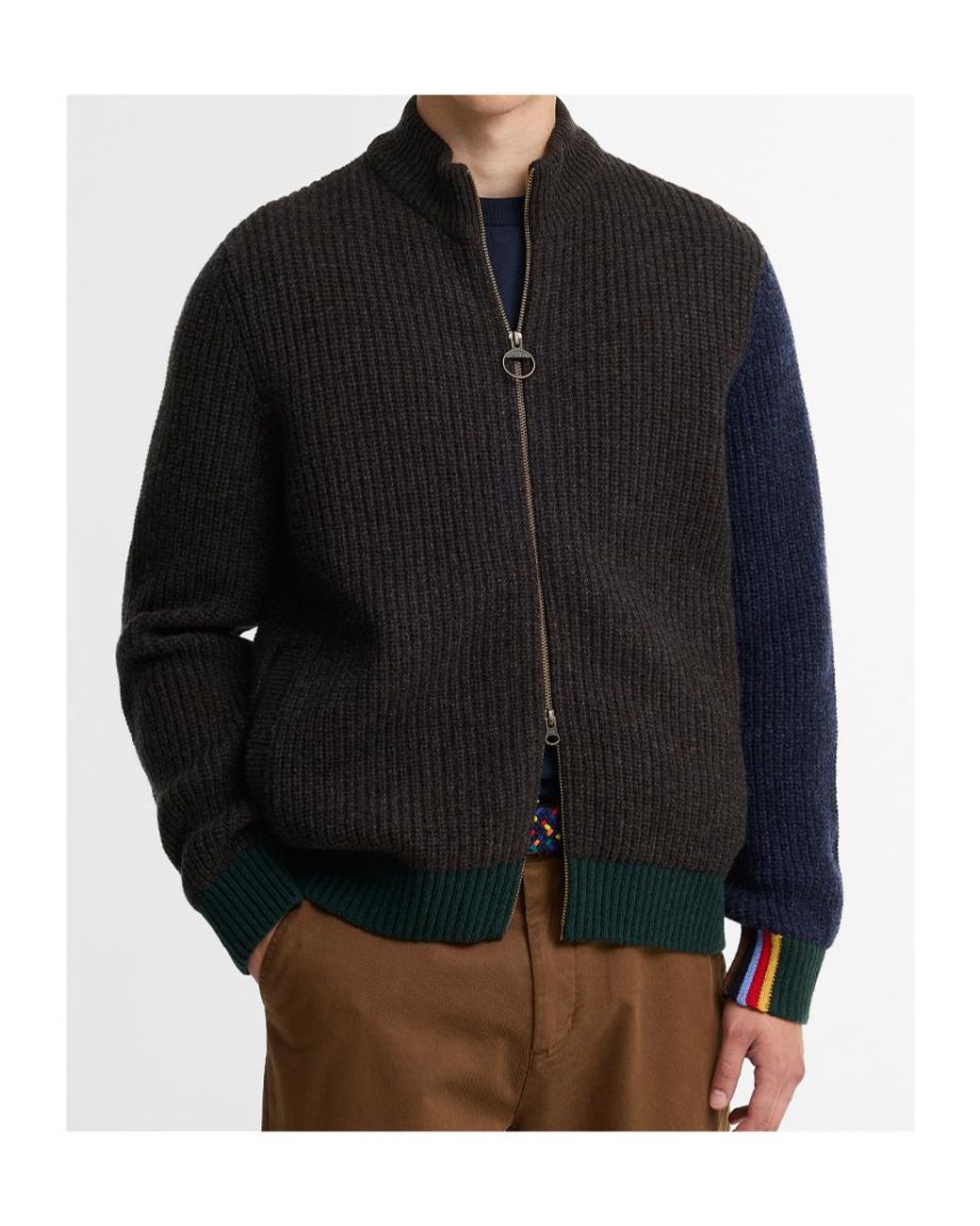 Barbour Black X Paul Smith Gamefair Cable-Knit Zip-Up Cardigan for men