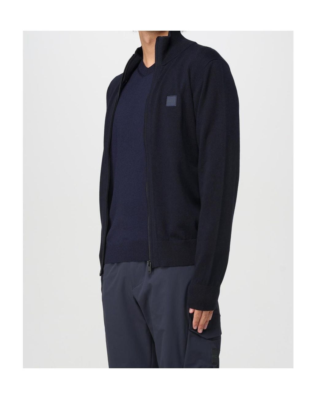 Boss Black Kanozip Zip-Up High-Neck Cardigan for men