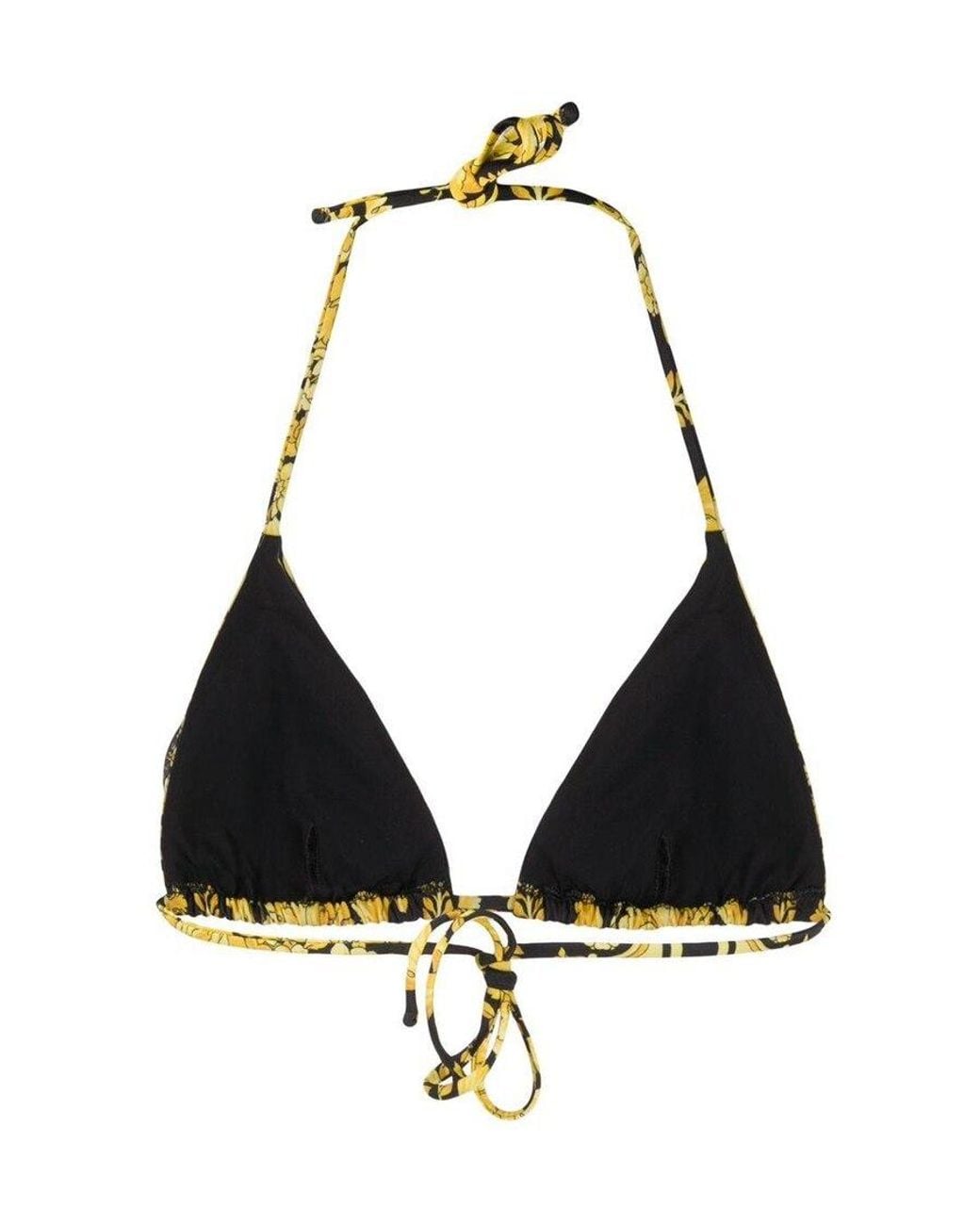 Versace Yellow Baroque Printed Triangle Bikini Top