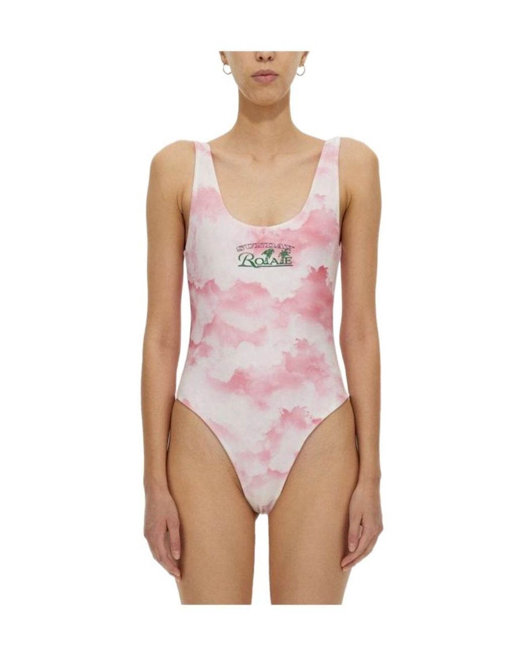ROTATE BIRGER CHRISTENSEN Pink Logo One-Piece Swimsuit