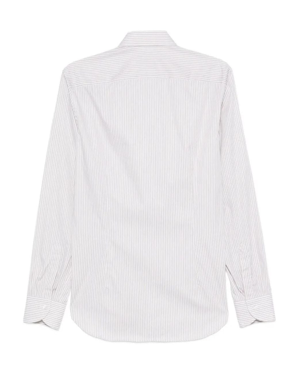 Canali White Striped Cotton Shirt for men