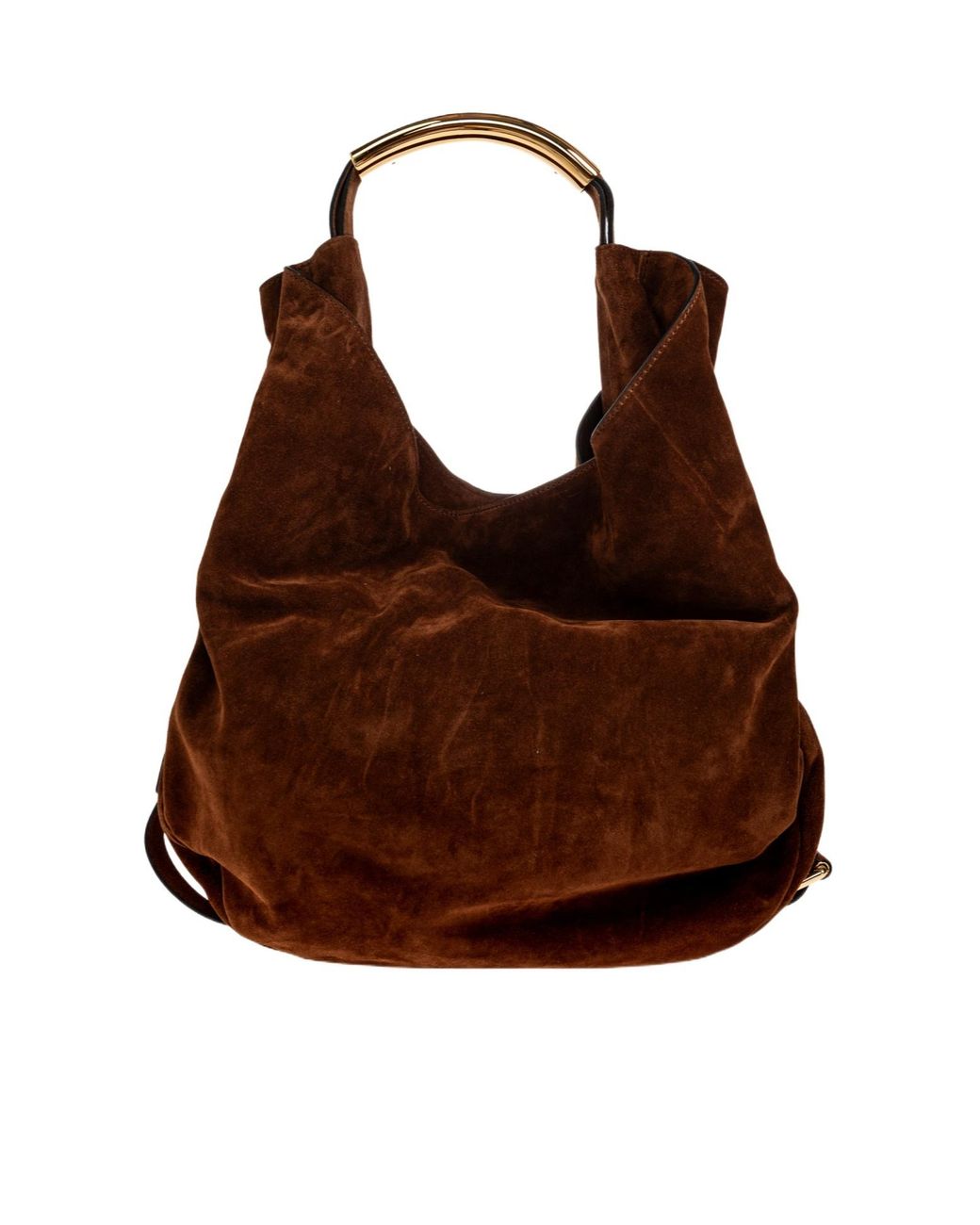 Moschino Brown Large Handle Me Suede Tote Bag
