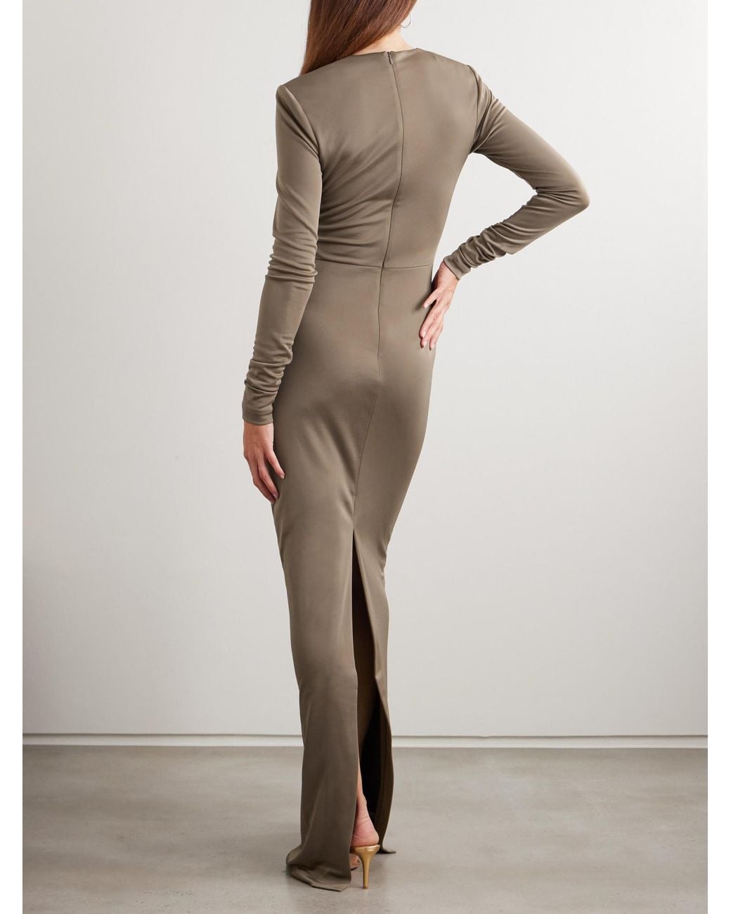 Rebecca Vallance Natural Gathered Stretch-Jersey Gown