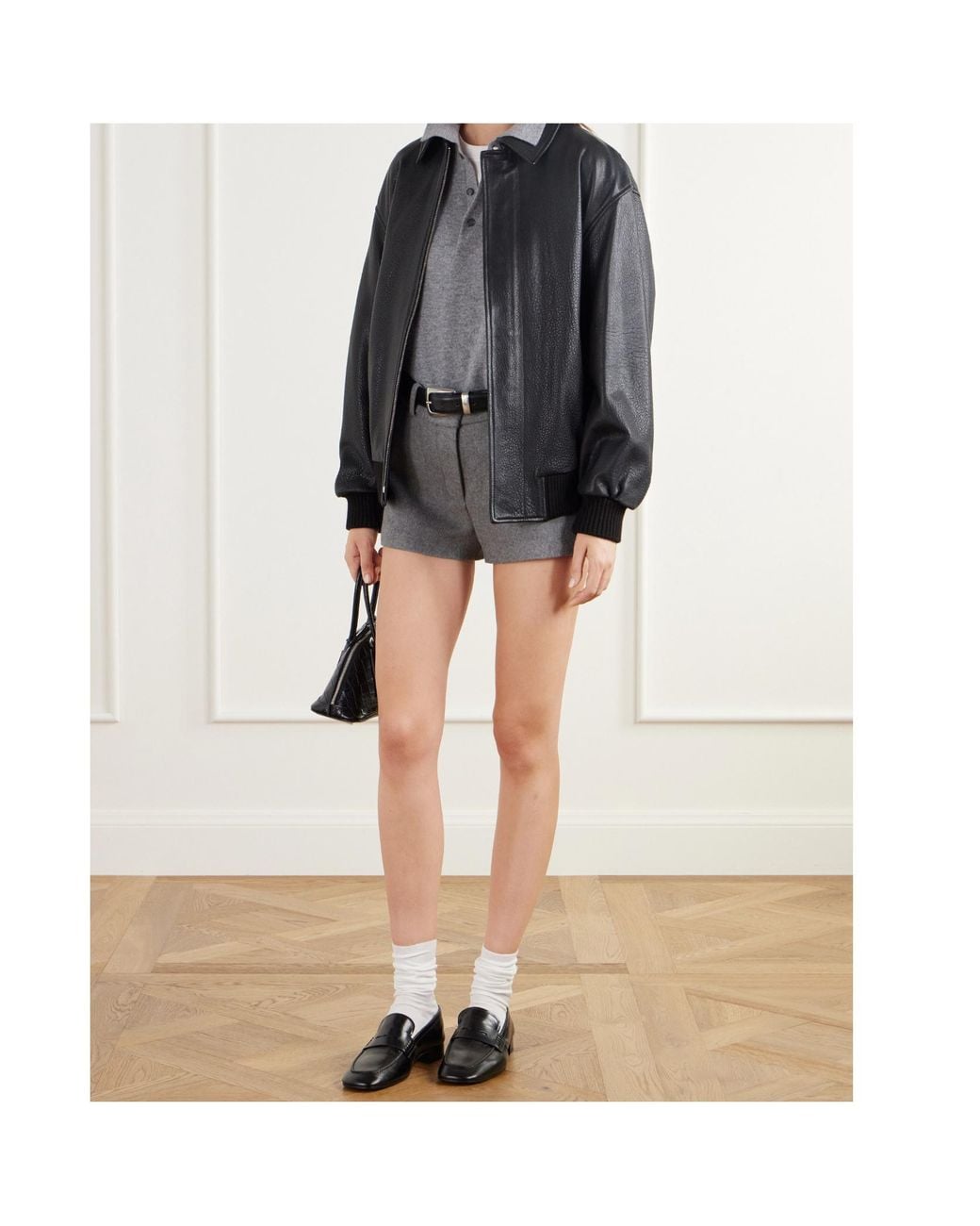 Frankie Shop Gray High-Waisted Shorts