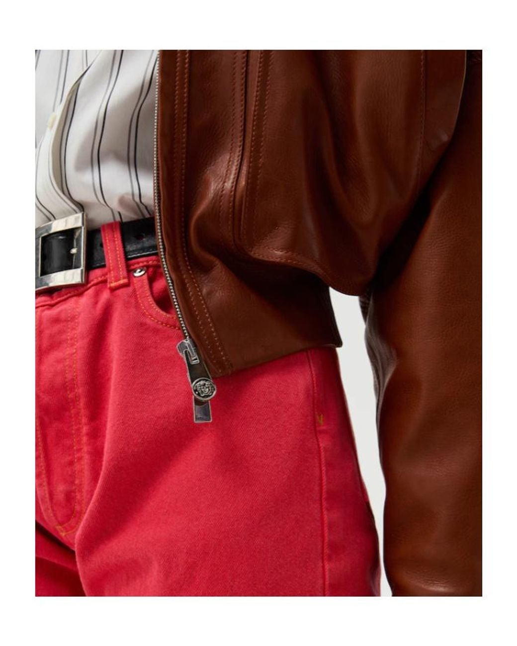Versace Brown Zipped Leather Blouson
