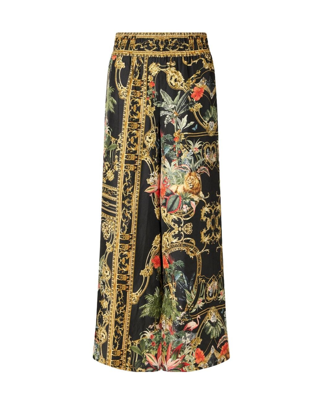 Camilla Green Cropped Printed Wide-Leg Pants