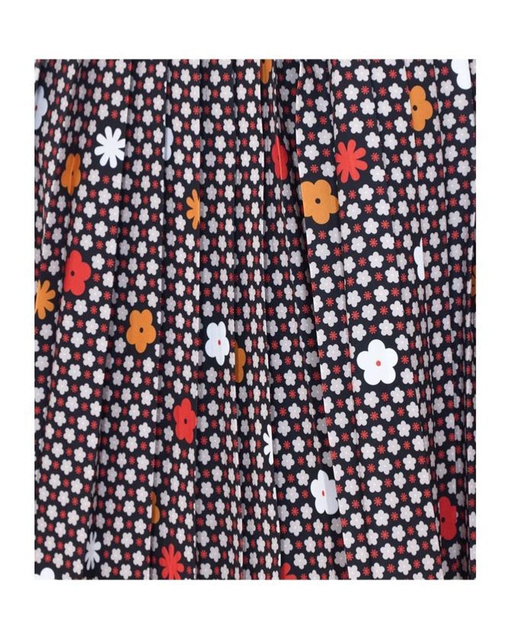 MM6 by Maison Margiela Multicolor Floral-Printed Pleated Midi Skirt