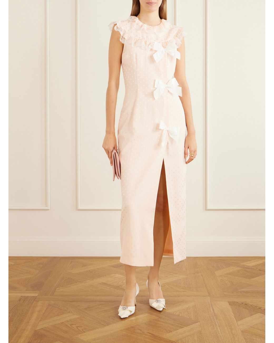 Alessandra Rich White Silk-Jacquard Midi Dress