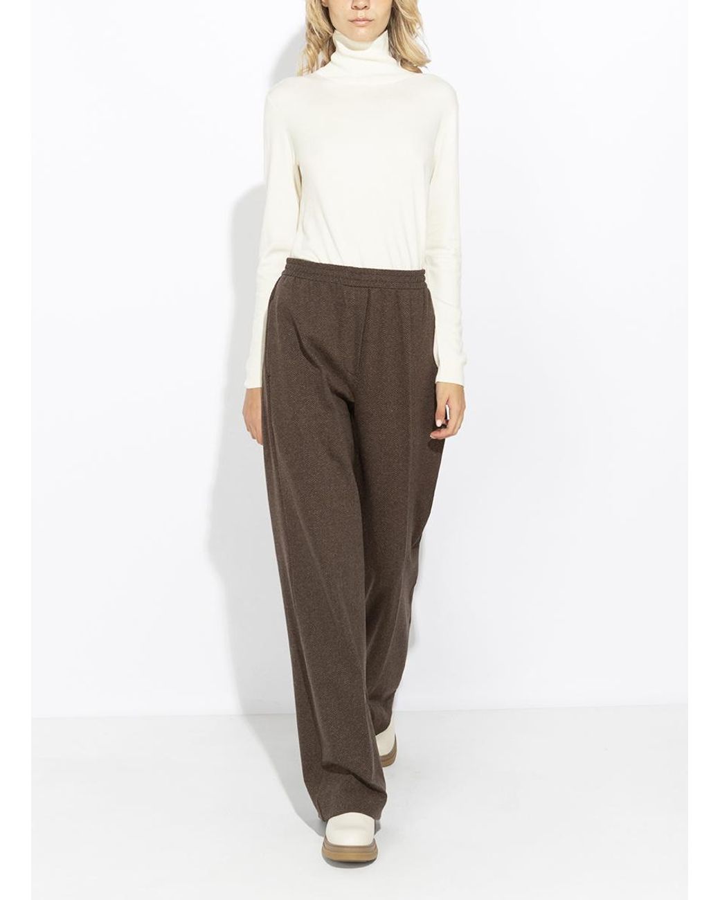 Weekend by Maxmara Brown Editta Straight Leg Jersey Trousers