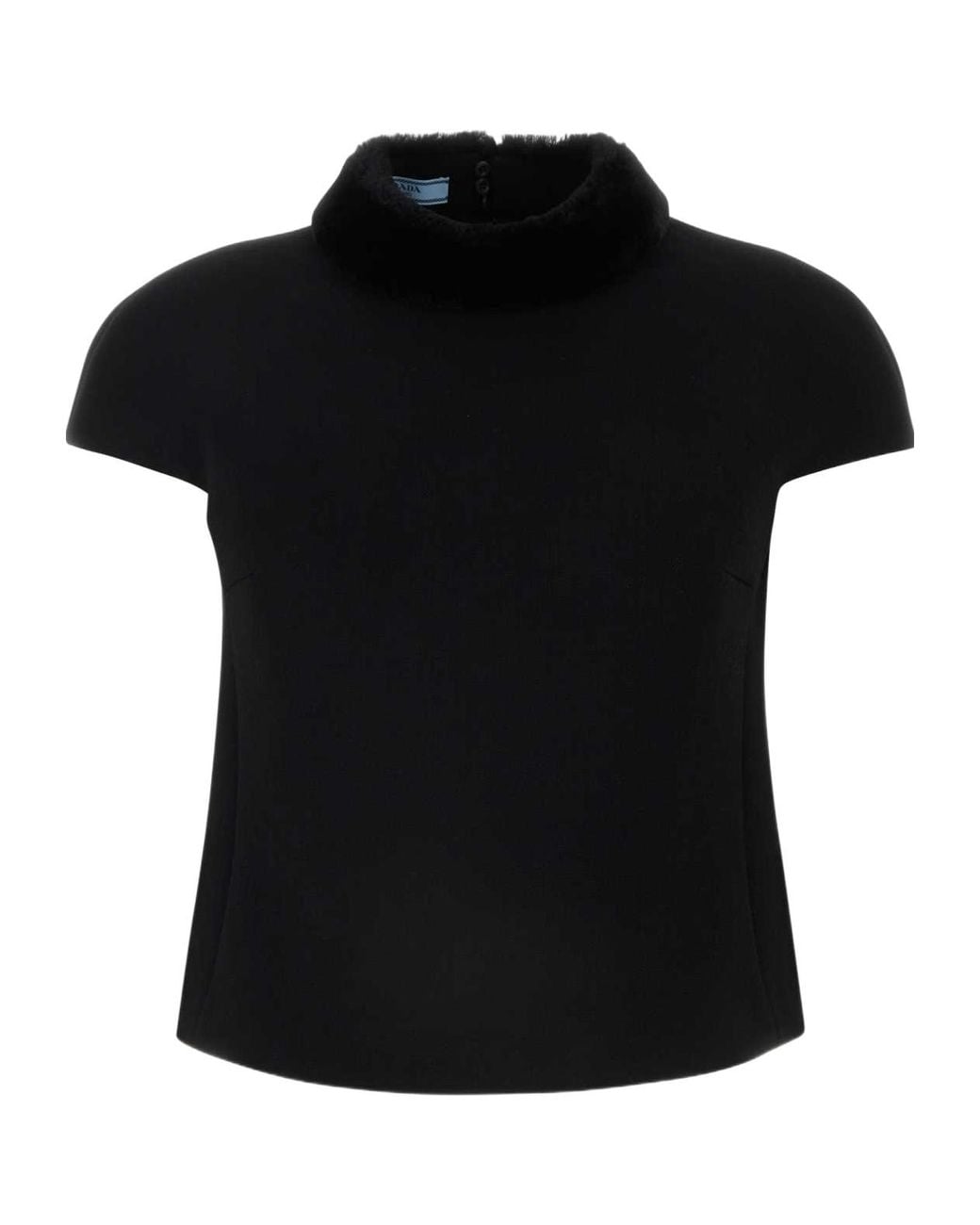 Prada Black Back-Zip Short-Sleeved Top
