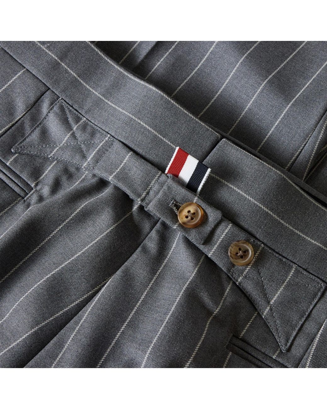 Thom Browne Gray Mid-Rise Straight Leg Tailored Trousers for men
