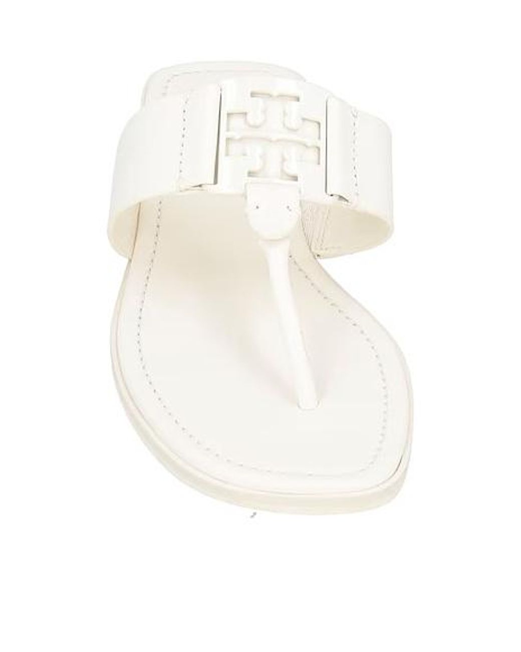 Tory Burch White Simple Leather Thong Sandals
