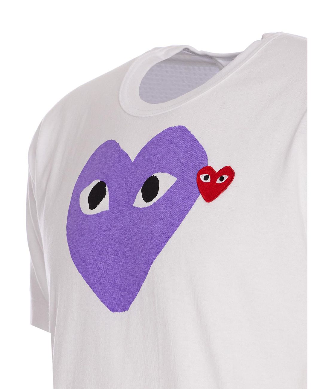 COMME DES GARÇONS PLAY White Comme Des Garçons Play Heart Printed Crewneck T-Shirt