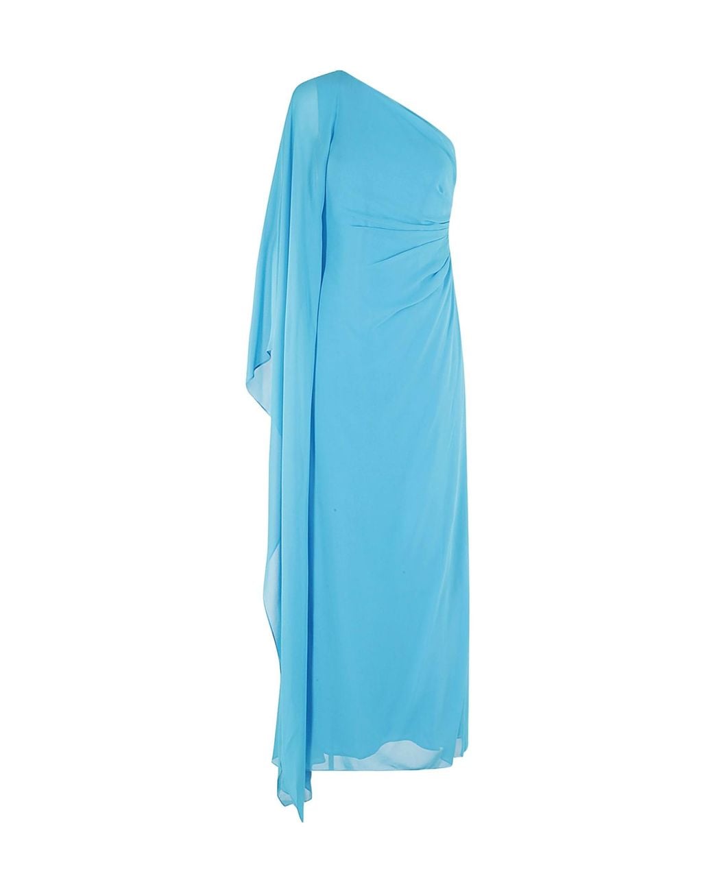 Max Mara Blue Studio Gathered One-Shoulder Dress