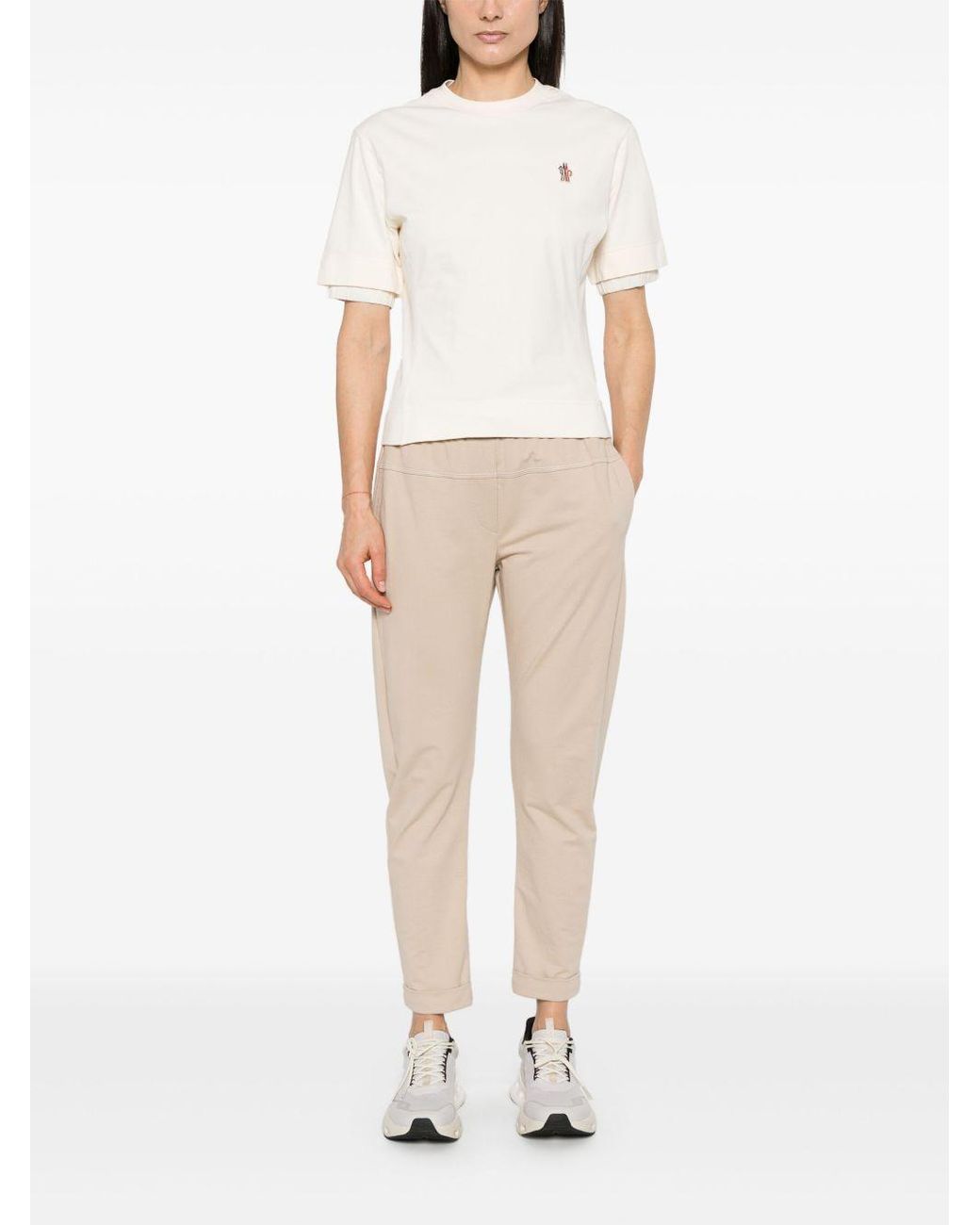 Moncler White Grenoble Logo Patch Crewneck T-Shirt
