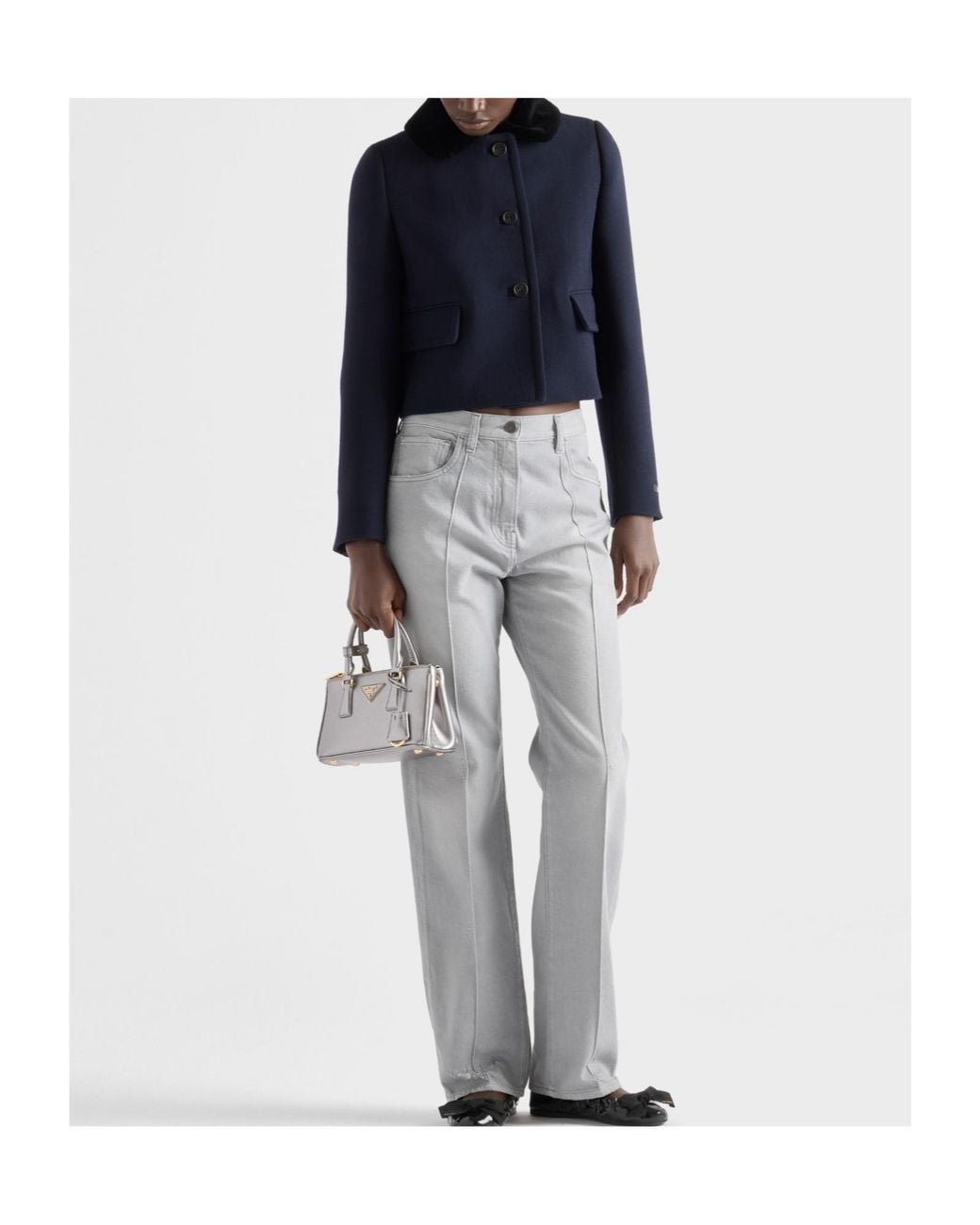 Prada Blue Single-Breasted Natté Fabric Jacket