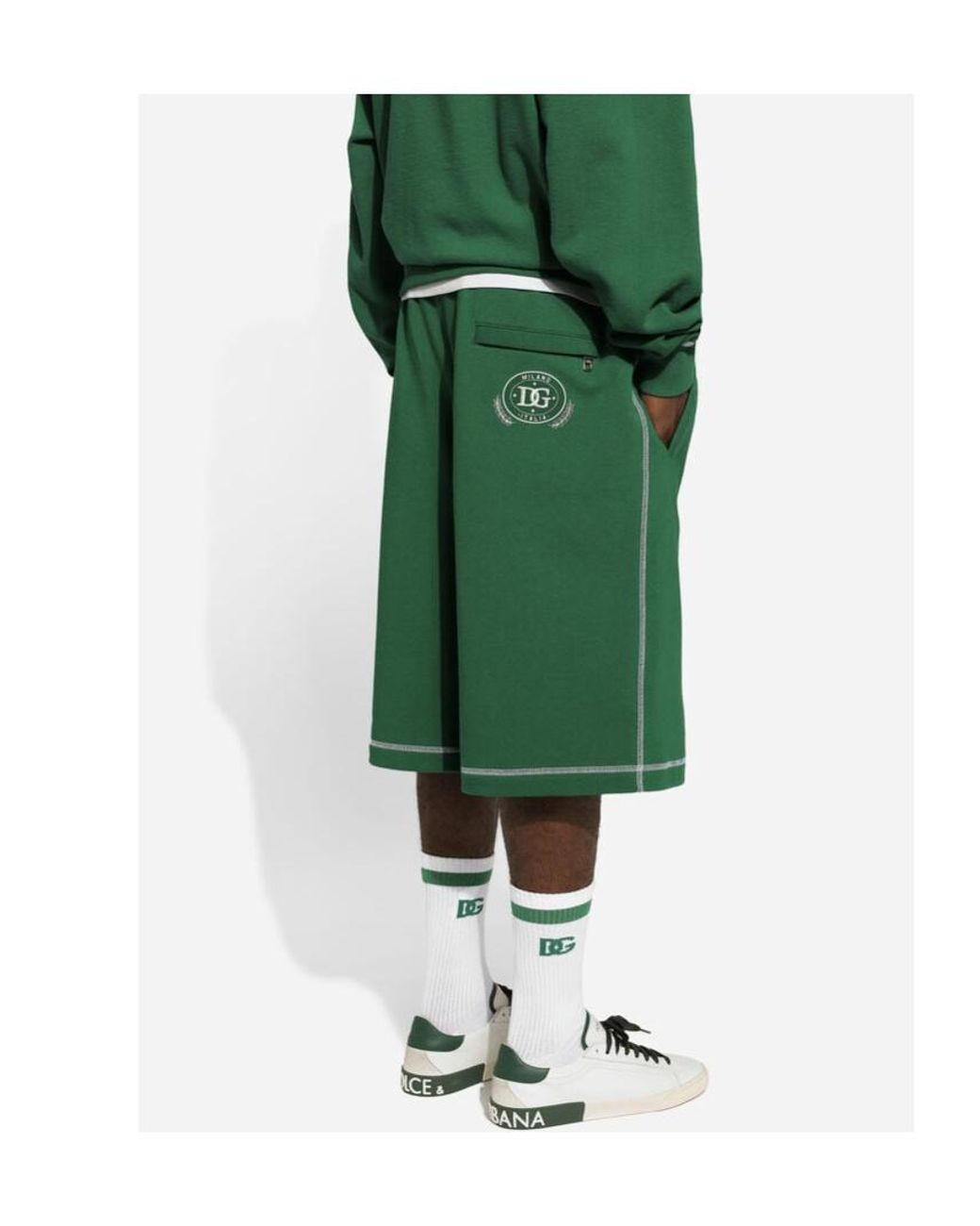 Dolce & Gabbana Green Logo Printed Bermuda Shorts for men