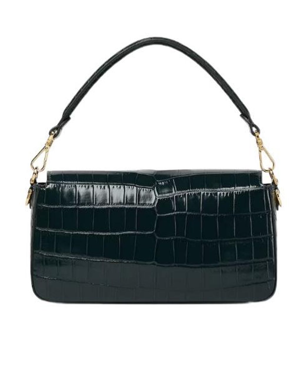 Fendi Black Baguette Racing Crocodile Bag