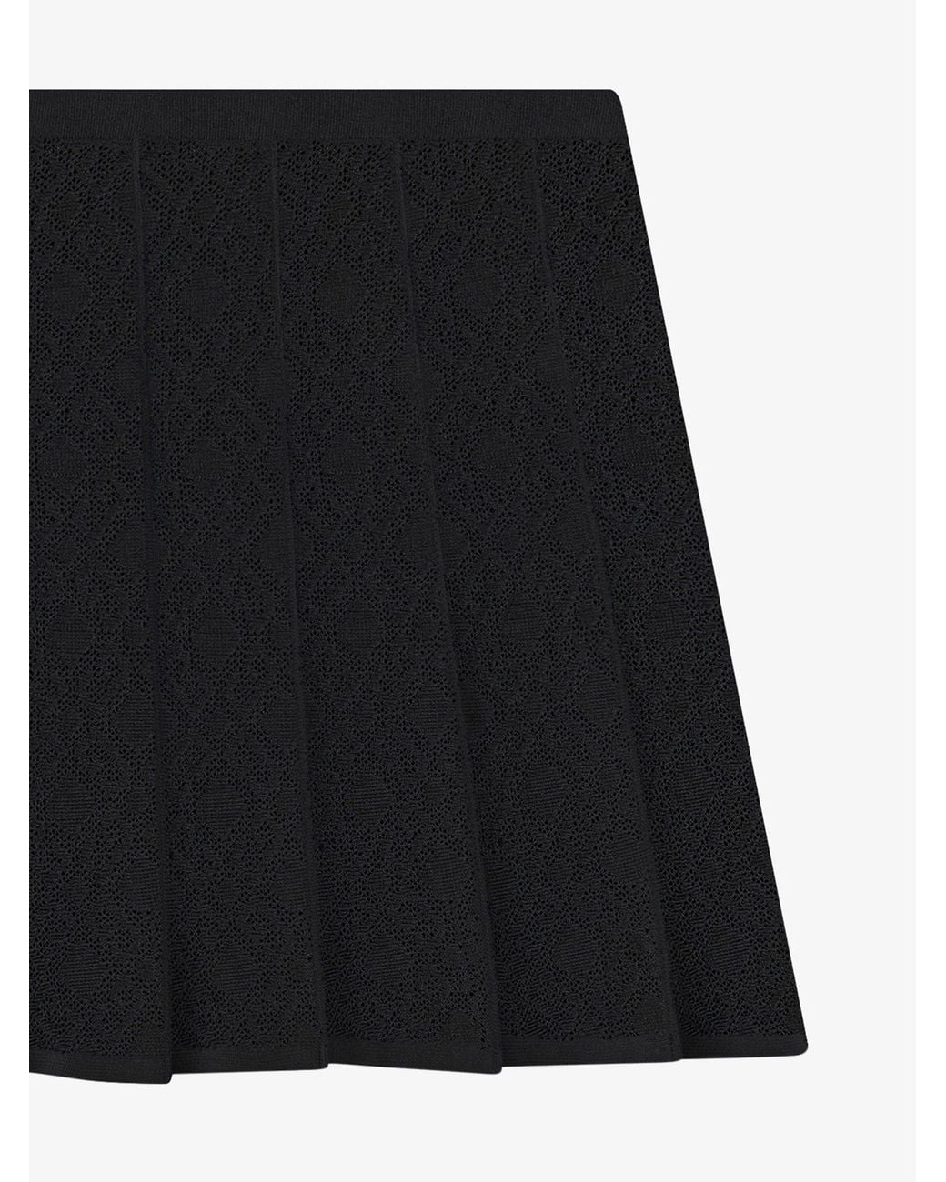 Givenchy Black Monogram 72 Jacquard Pleated Mini Skirt