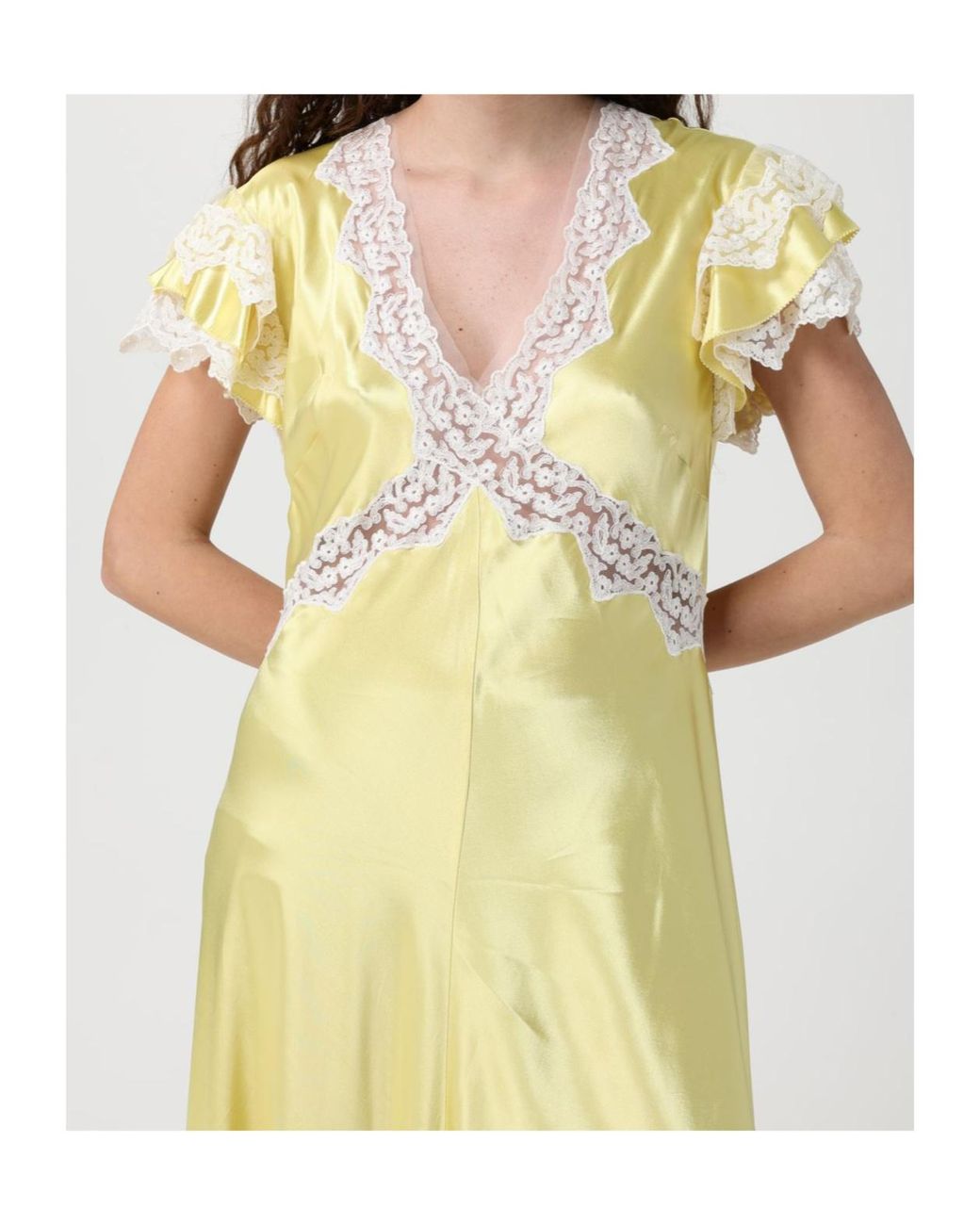 Alberta Ferretti Yellow V-Neck Dress