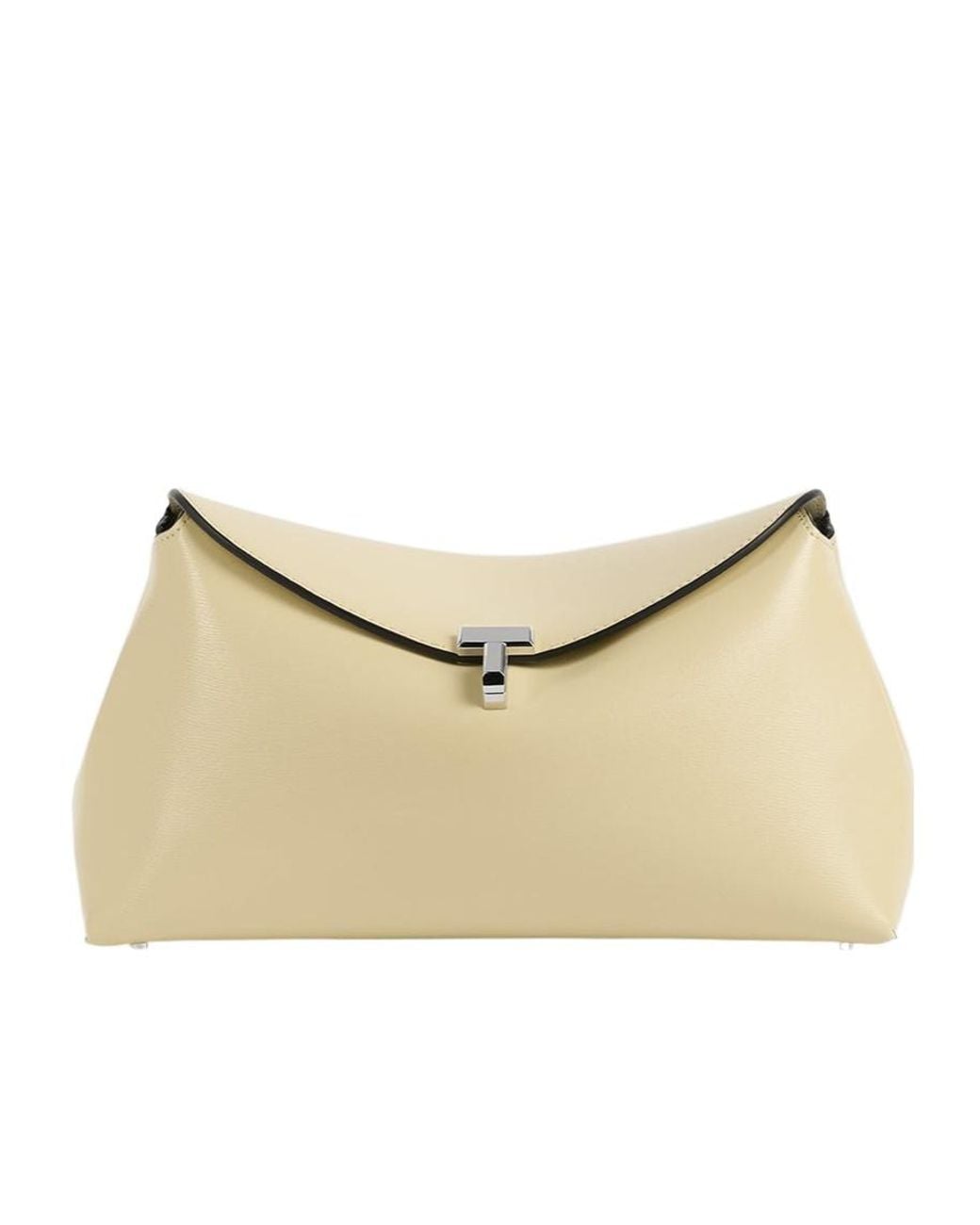 Totême Natural T-Lock Leather Clutch Bag